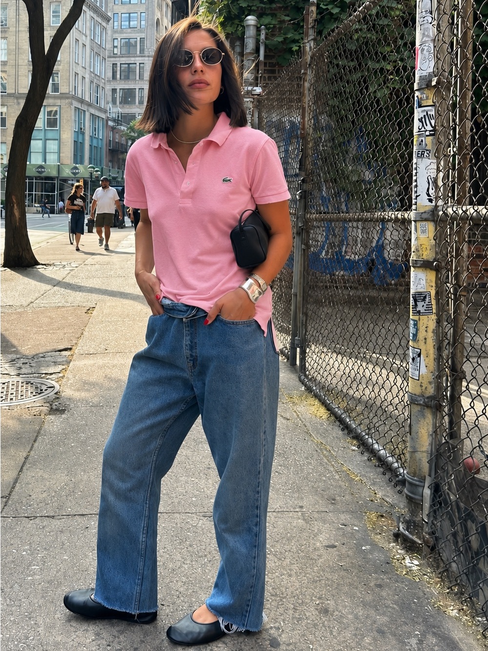 Lacoste Pink Stretch Polo Shirt Women’s Size 2 Cotton Short Sleeve Classic Logo